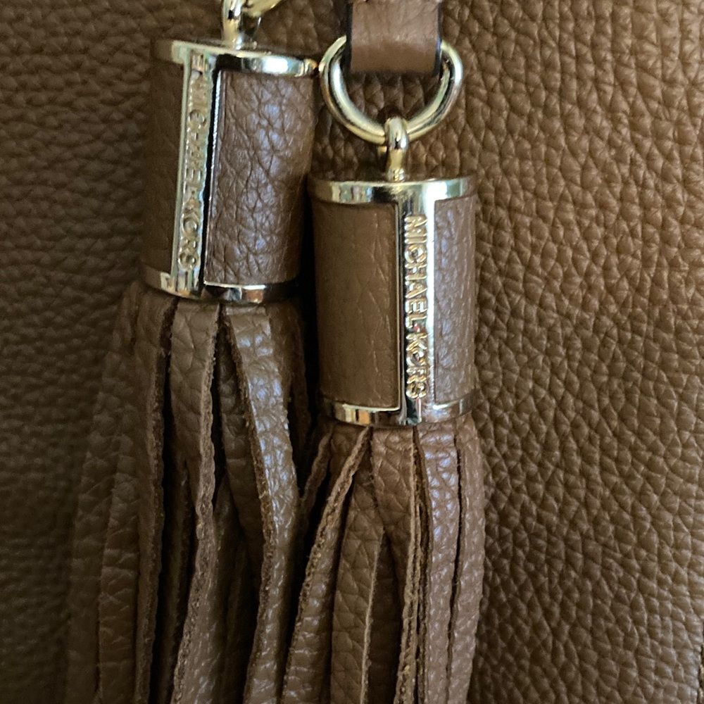 MICHAEL Michael Kors Brown Pebbled Leather Shoulder Bag with Tassels - Picture 13 of 14